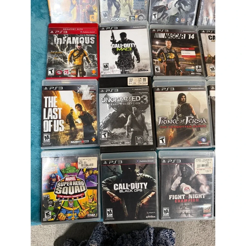 Sony PlayStation 3 PS3 Console‎ CECHP01 Black 4 Controllers 29 Games Bundle Lot